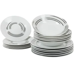Service de table assiettes motif lignes^Gifi Outlet
