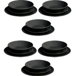 Service vaisselle 18 pièces céramique noir^Gifi Hot