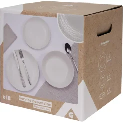 Service vaisselle porcelaine blanc 18 pièces^Gifi Clearance