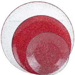 Service vaisselle rond en verre rouge transparent 18 pièces^Gifi Online