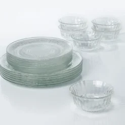Service vaisselle transparent 18 pièces^Gifi Hot