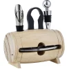 Set 4 accessoires à vin dans tonneau en bois^Gifi Discount