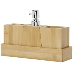 Online Gifi Set accessoires de salle de bain en bambou