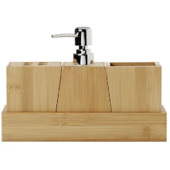 Online Gifi Set accessoires de salle de bain en bambou