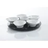 Set apéritif plateau tournant 6 coupelles noir et blanc^Gifi New