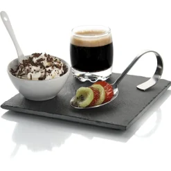 Set café gourmand ardoise et porcelaine blanche 5 pcs^Gifi Online