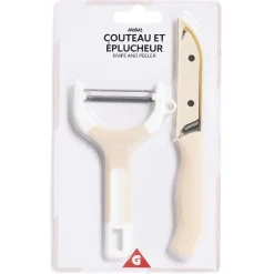 Set couteau et éplucheur inox et plastique - 3 modèles^Gifi Hot