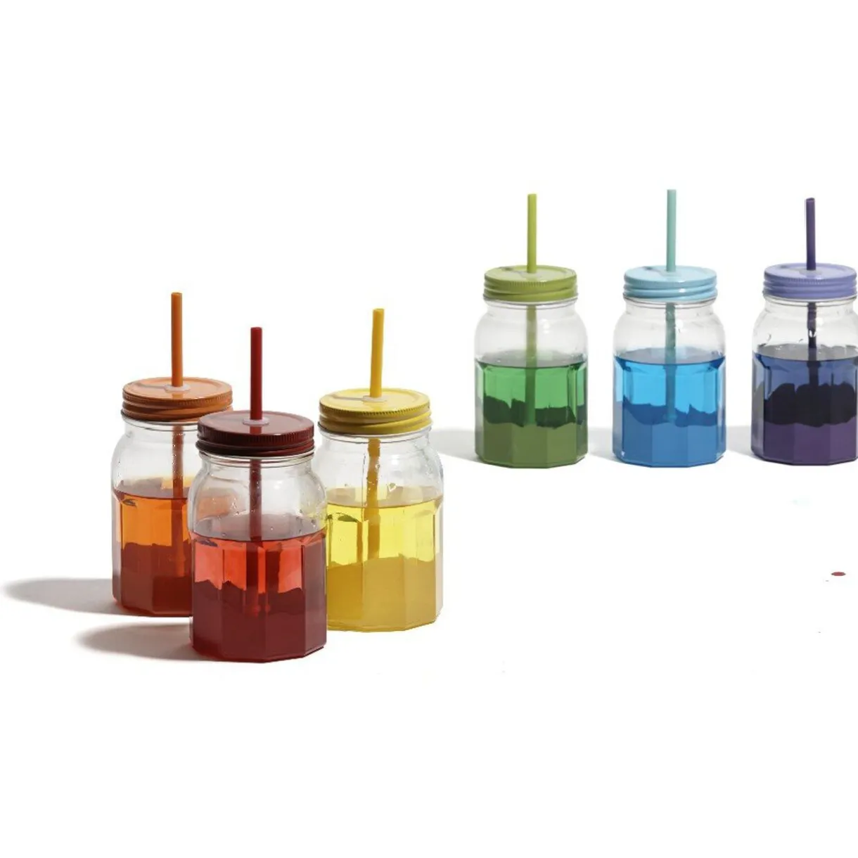 Set de 6 bocaux et pailles multicolores^Gifi Online
