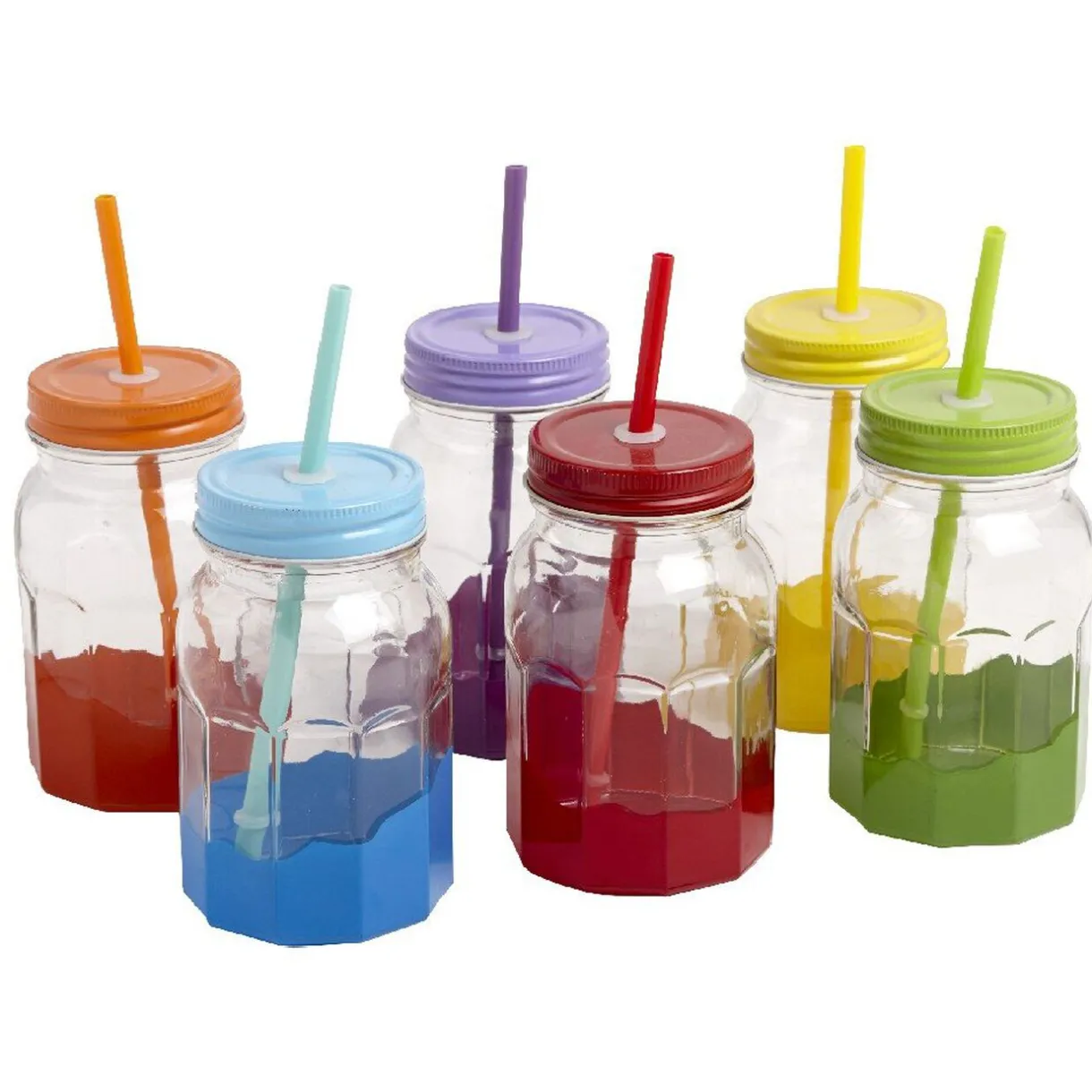 Set de 6 bocaux et pailles multicolores^Gifi Online