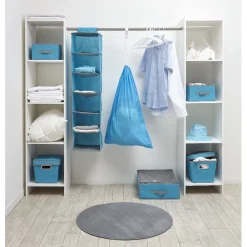 Rangement|Gifi Set de rangement dressing bleu et blanc