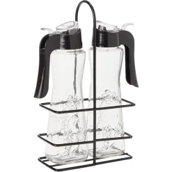 Set huile et vinaigre en verre relief fleur Ø5xH20cm^Gifi Online