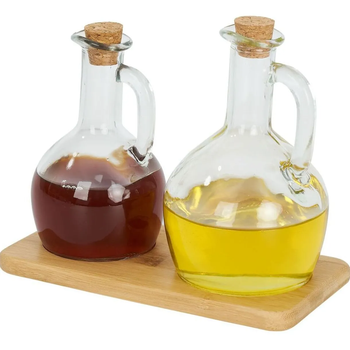 Set huilier et vinaigrier en verre et bouchon bambou^Gifi