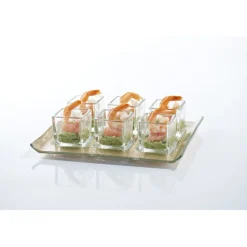 Set verrines transparentes et plateau doré^Gifi Hot