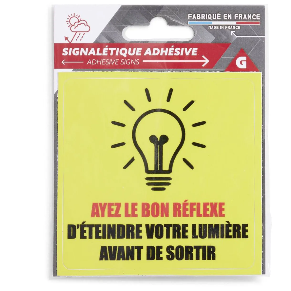 Discount Gifi Signalétique adhésive "Bon réflexe lumière" - 8x8 cm