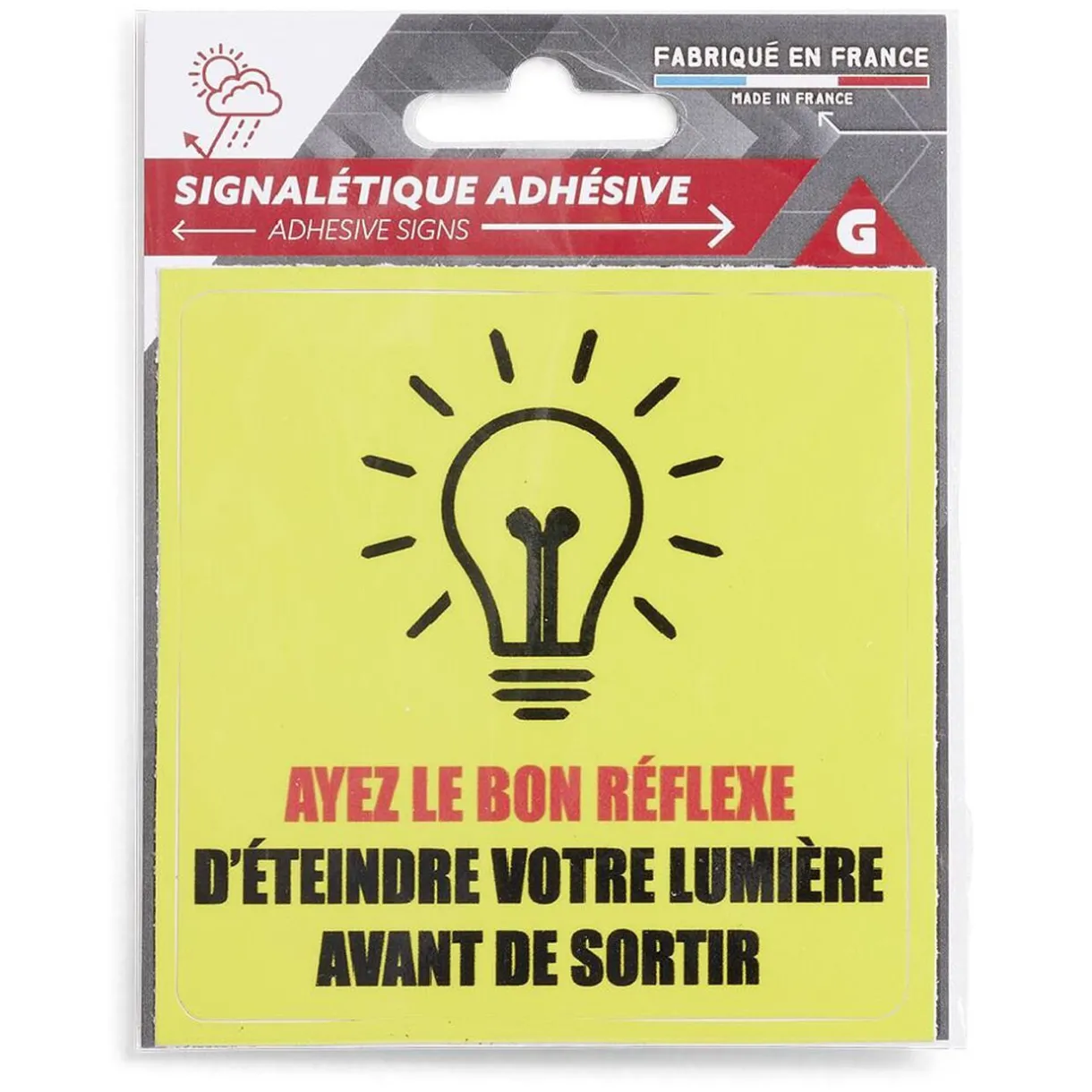 Discount Gifi Signalétique adhésive "Bon réflexe lumière" - 8x8 cm