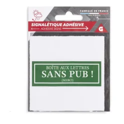 Sale Gifi Signalétique adhésive "Boîte aux lettres sans pub" - Vert, 8x8 cm
