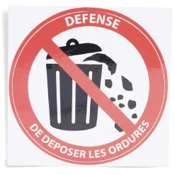 Outlet Gifi Signalétique adhésive "Défense de déposer les ordures" - 8x8 cm