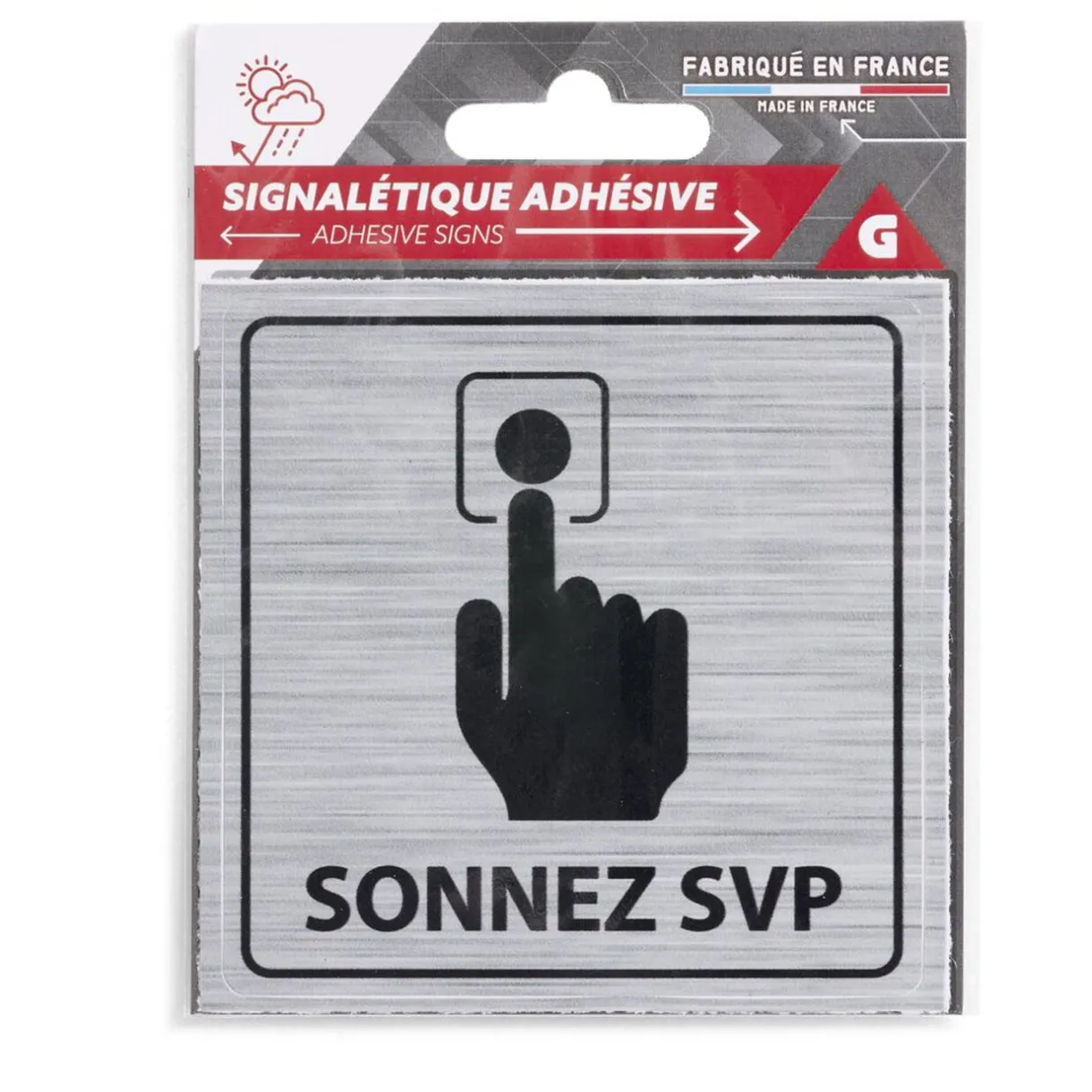 Discount Gifi Signalétique adhésive "Sonnez svp" - 8x8 cm
