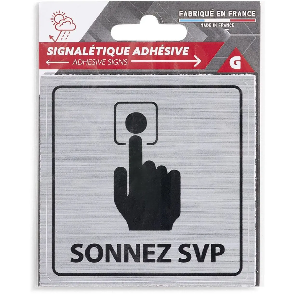 Discount Gifi Signalétique adhésive "Sonnez svp" - 8x8 cm
