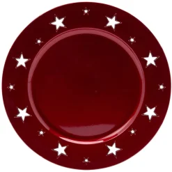 Sous assiette plastique motif étoile rouge^Gifi