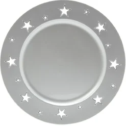 Sous assiette plastique motif étoile argenté^Gifi Best