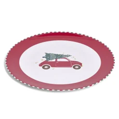 Sous assiette rond Noël rouge motif voiture Ø33cm^Gifi Hot