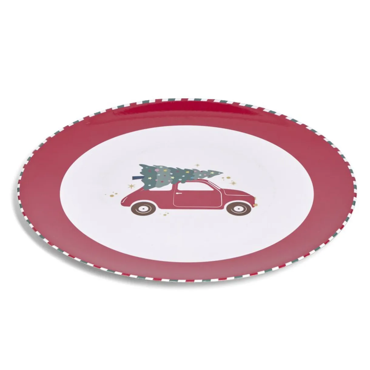 Sous assiette rond Noël rouge motif voiture Ø33cm^Gifi Hot