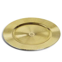 Sous assiette rond strié jaune doré Ø33cm^Gifi