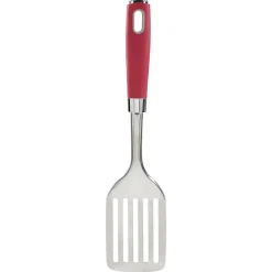 Spatule ajourée en inox avec manche en polypropylène rouge^Gifi Discount