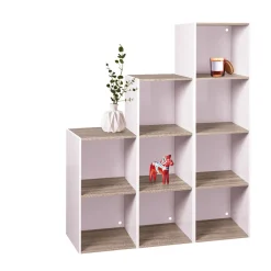 Rangement|Gifi Structure 4 casiers Box Cube blanc et naturel 35,2x30xH137,2cm