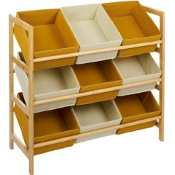 Rangement|Gifi Structure bambou avec 9 panières de rangement polyester 65xH60x27cm