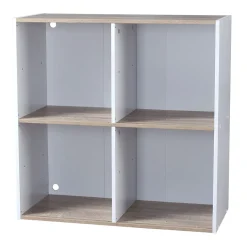 Rangement|Gifi Structure carrée 4 casiers Box Cube blanc et naturel 69,2x30xH69,2cm