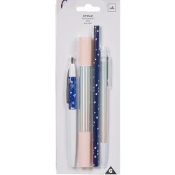 Outlet Gifi Stylo déco banquise blanc et bleu x4