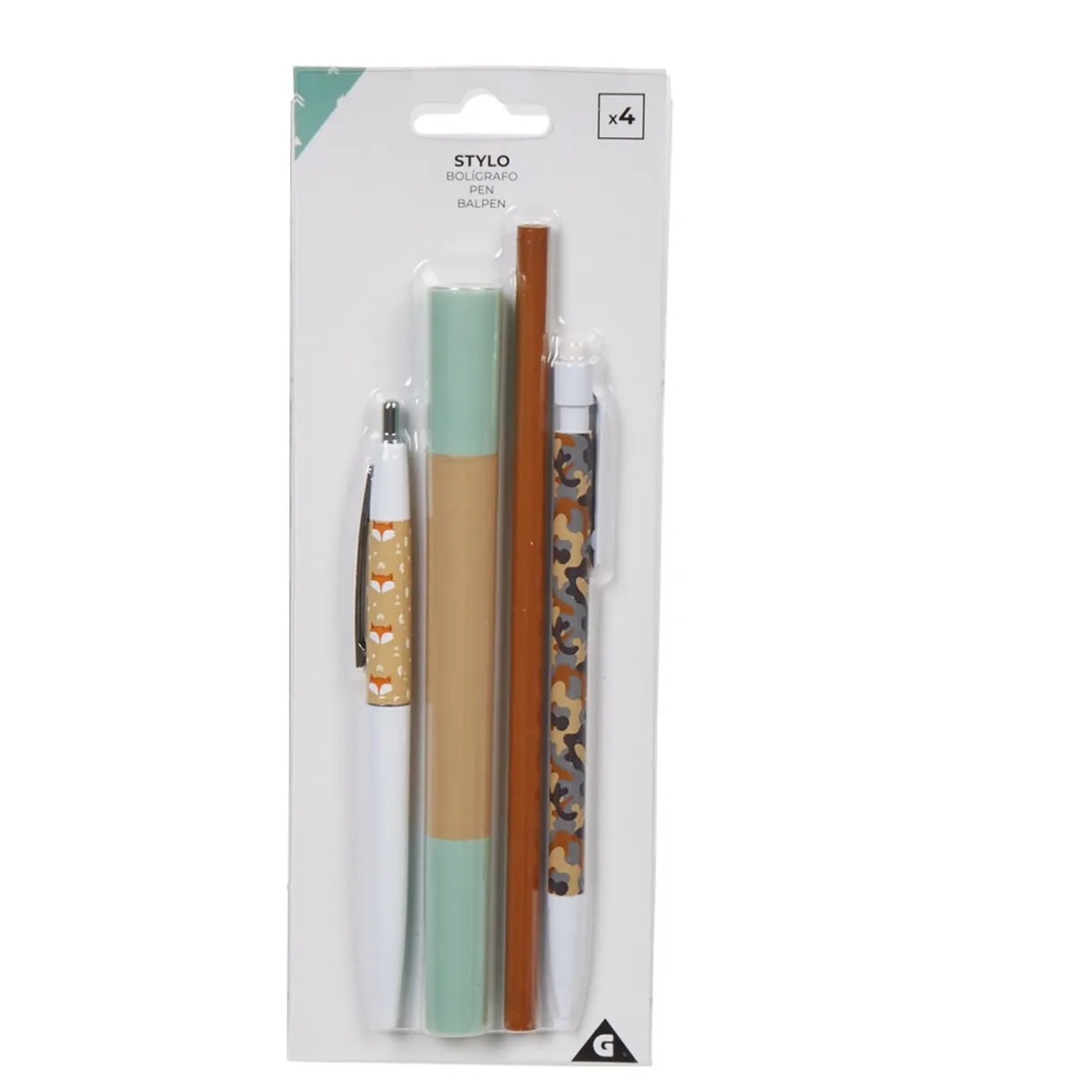 Sale Gifi Stylo design militaire et motif renard x4