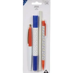 Hot Gifi Stylo moucheté gamme Yes blanc rouge bleu x4