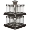 Support à épices noir 16 bocaux en verre et inox 2 étages^Gifi Best