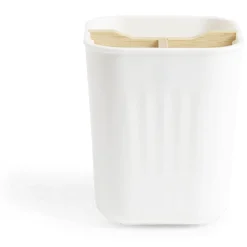 Outlet Gifi Support brosse à dents bambou et plastique blanc