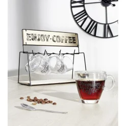 Support en métal avec 6 tasses expresso en verre^Gifi Sale