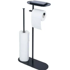 Discount Gifi Support papier WC et téléphone noir 36xH66x13,5cm