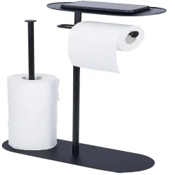 Discount Gifi Support papier WC et téléphone noir 36xH66x13,5cm