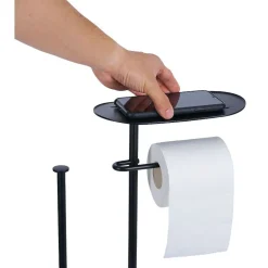 Discount Gifi Support papier WC et téléphone noir 36xH66x13,5cm