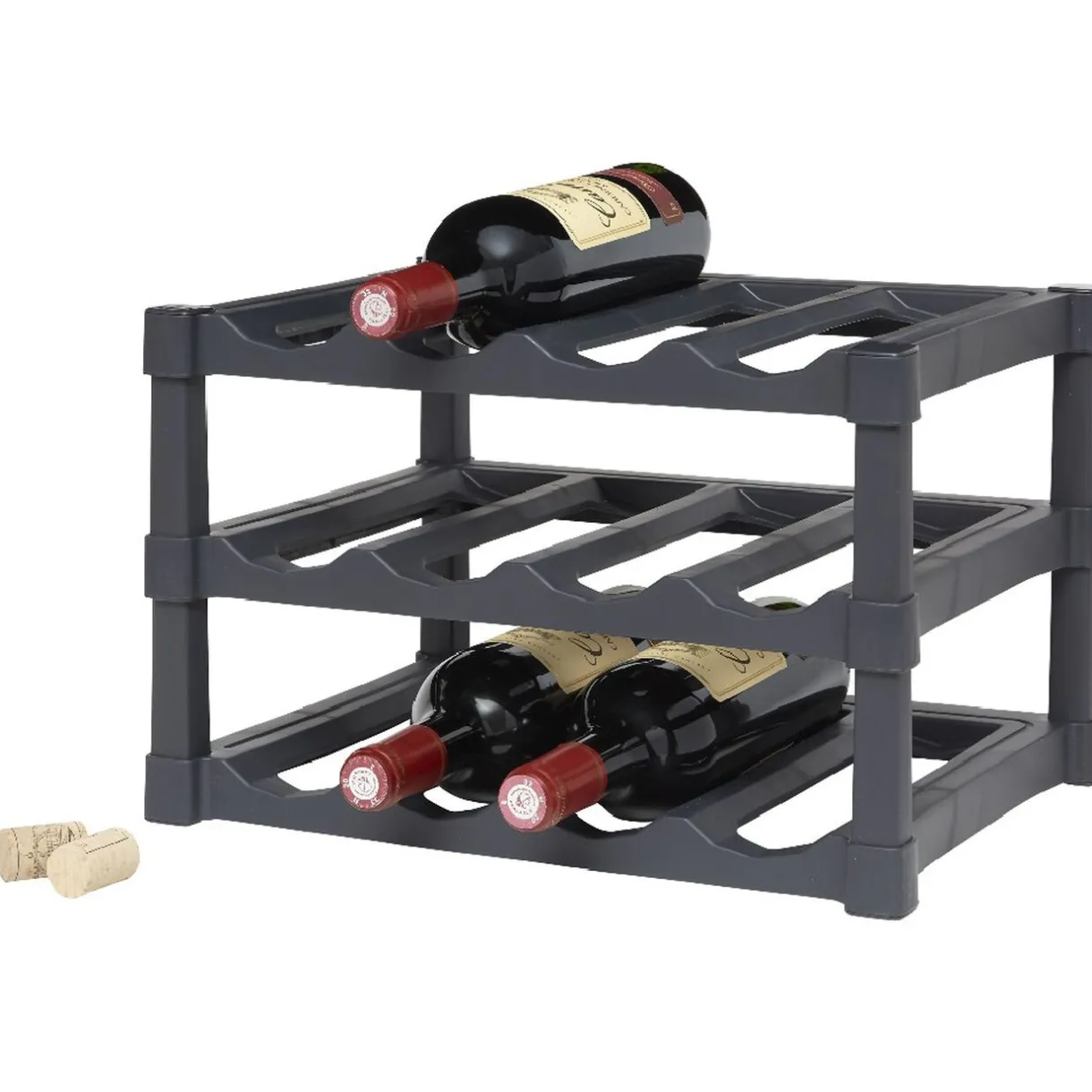 Support pour 12 bouteilles en plastique noir^Gifi New