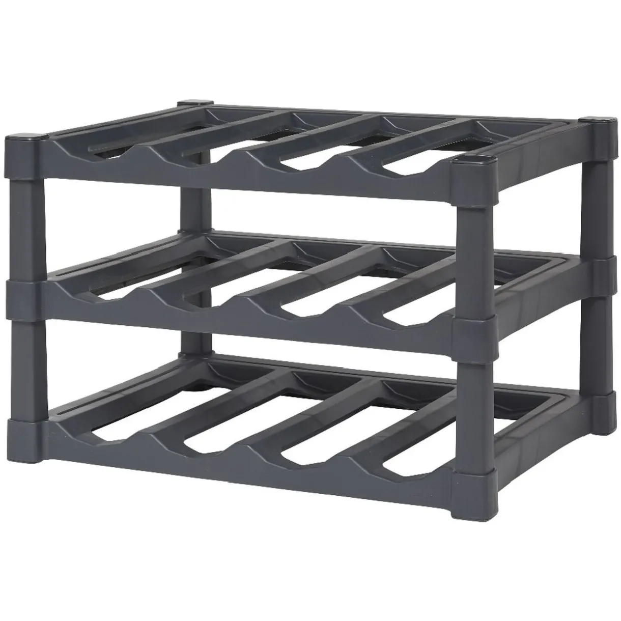 Support pour 12 bouteilles en plastique noir^Gifi New