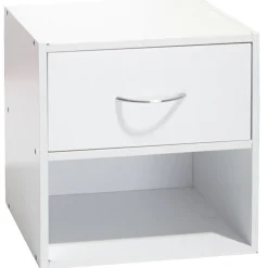Rangement|Gifi Table de chevet Kobe blanche 1 tiroir et 1 niche