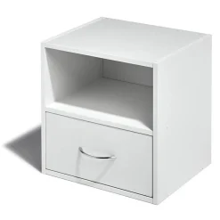 Rangement|Gifi Table de chevet Kobe blanche 1 tiroir et 1 niche