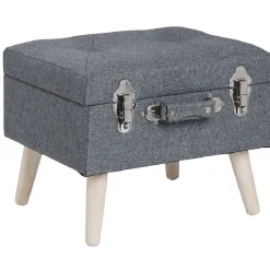 Rangement|Gifi Tabouret Malory gris clair avec malle intégrée