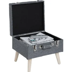 Rangement|Gifi Tabouret Malory gris clair avec malle intégrée