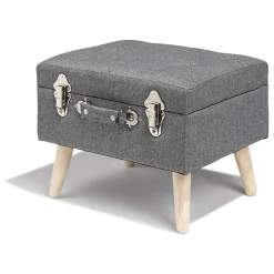 Rangement|Gifi Tabouret Malory gris clair avec malle intégrée
