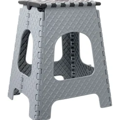 Hot Gifi Tabouret marche pied pliant noir et gris H44 cm