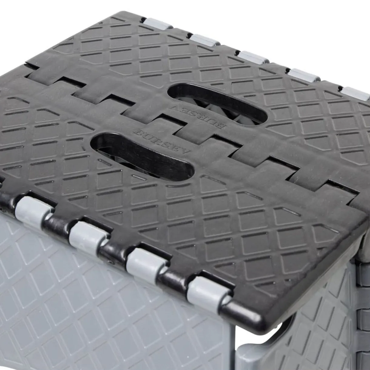 Hot Gifi Tabouret marche pied pliant noir et gris H44 cm